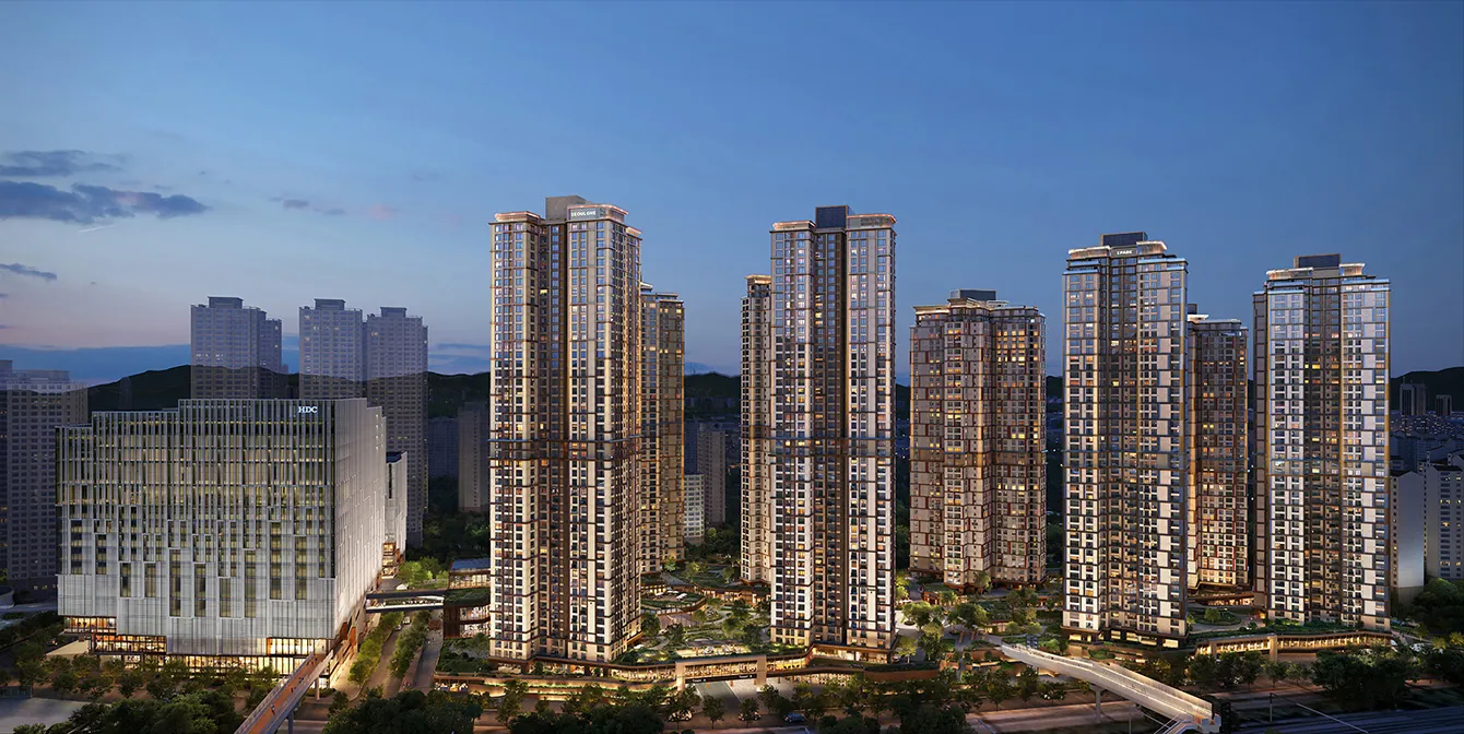 파크로쉬 서울원 일대 야경 조감 — 서울 노원구 화랑로 지상 49층 2개동 768세대 웰니스 레지던스